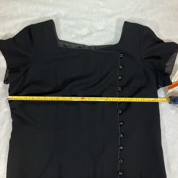 Vintage Virgo Black Maxi Dress Womens Plus Size 24 Buttons Shoulder Pads 90s NWT - Picture 12 of 13
